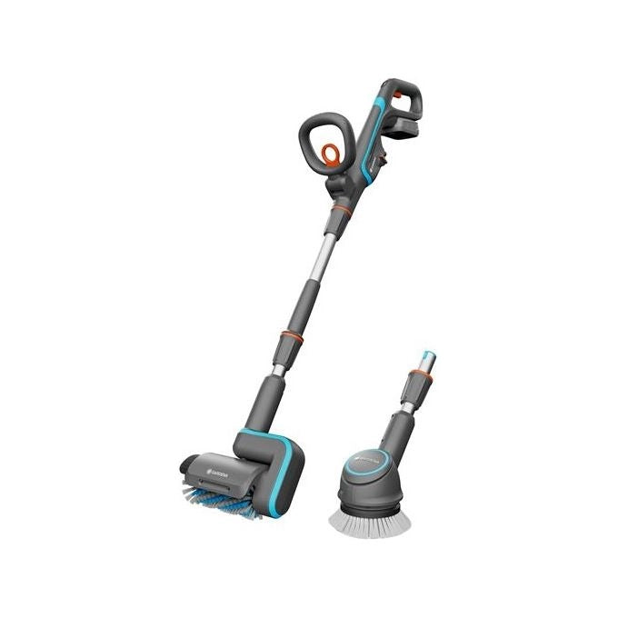 Gardena 14842-20 AquaBrush Universal Dispositivo di Pulizia Elettrico per Patio Alimentazione Batteria 18 V Capacita' 2,5 Ah Colore Verde Grigio Arancione