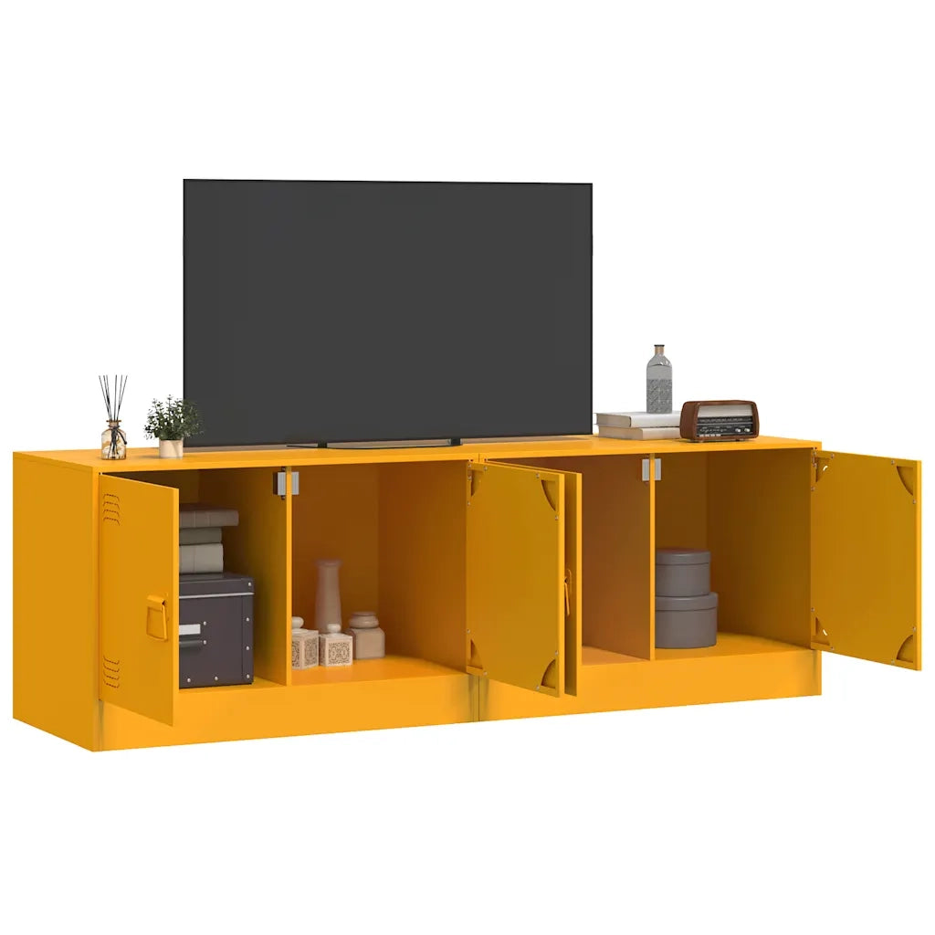 Mobili TV 2 pz-Set di 2 Credenza per TV Giallo Senape 67x39x44 cm in Acciaio 169145