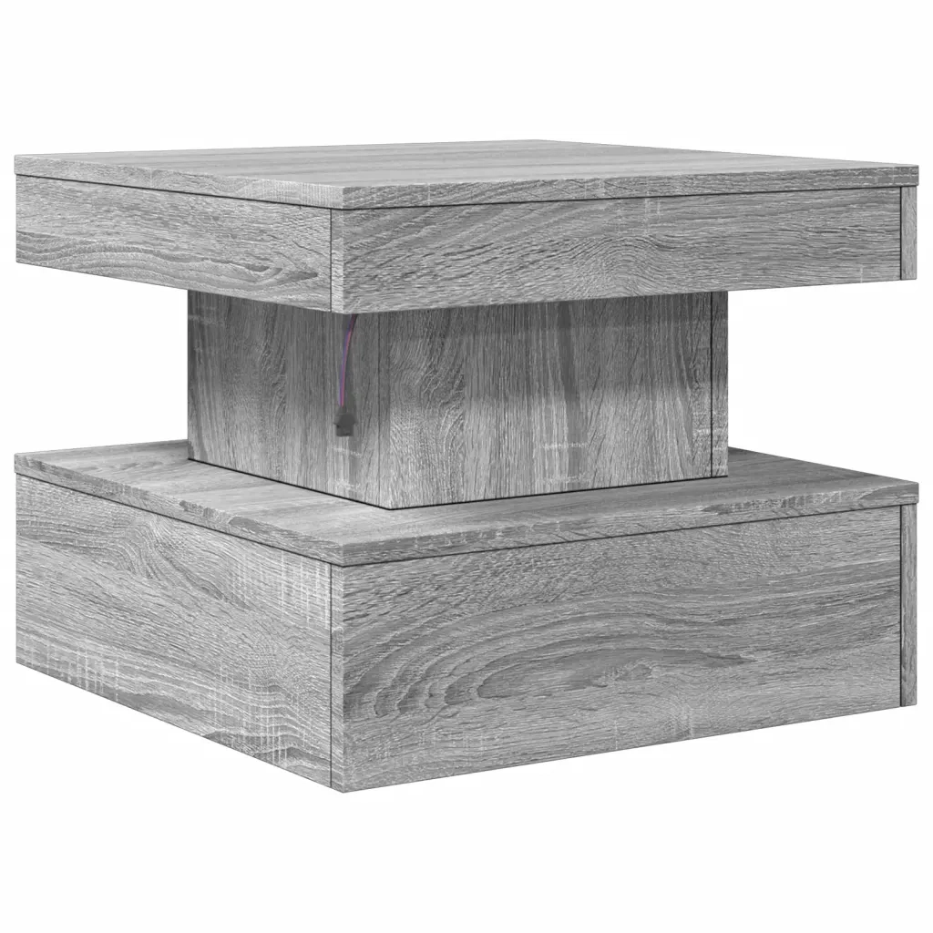 Tavolino da salotto | Tavolino da caff¨¨ | Tavolino da Soggiorno con Luci LED Grigio Sonoma 50x50x40 cm