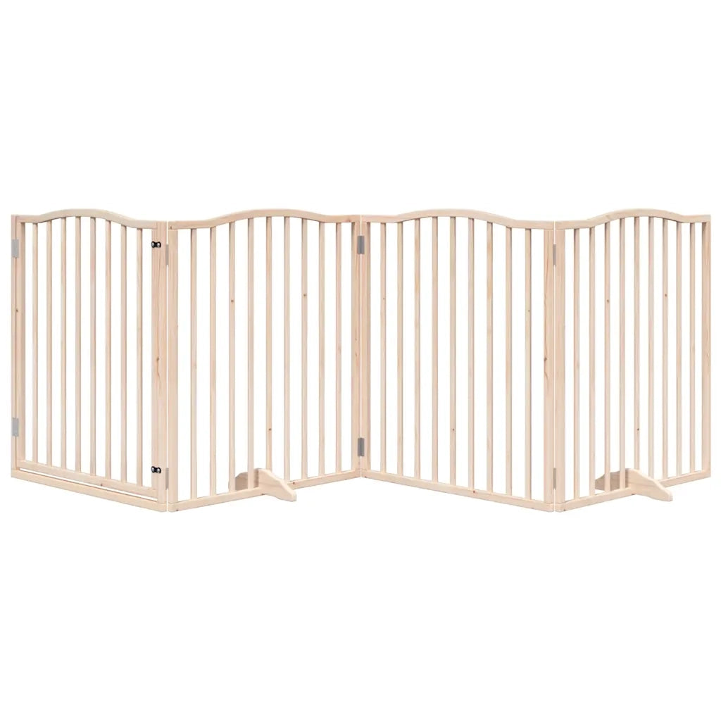 Cancello per Cani con Porta Pieghevole 4 Pannelli 320 cm Pioppo CFW6802805
