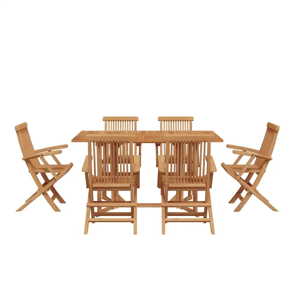 Set da Pranzo per Giardino 7 pcs Marrone Legno di teak solido 3155339