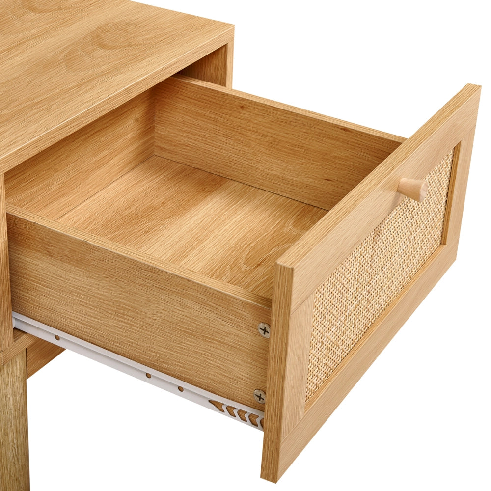 Comodino in legno di pino con cassetto in stile bohémien