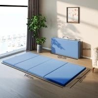 Tappetino fitness pieghevole in 4 con maniglie e rivestimento sintetico 240 x 120 x 5 cm Blu chiaro