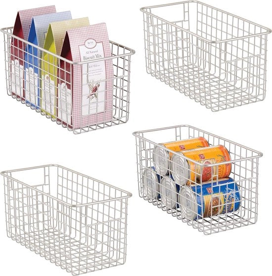Sistema di archiviazione multifunzionale - spazio di archiviazione per la casa - contenitore a filo/flessibile - con maniglie/metallo/maneggevole - materiale satinato - confezione da 4 pezzi