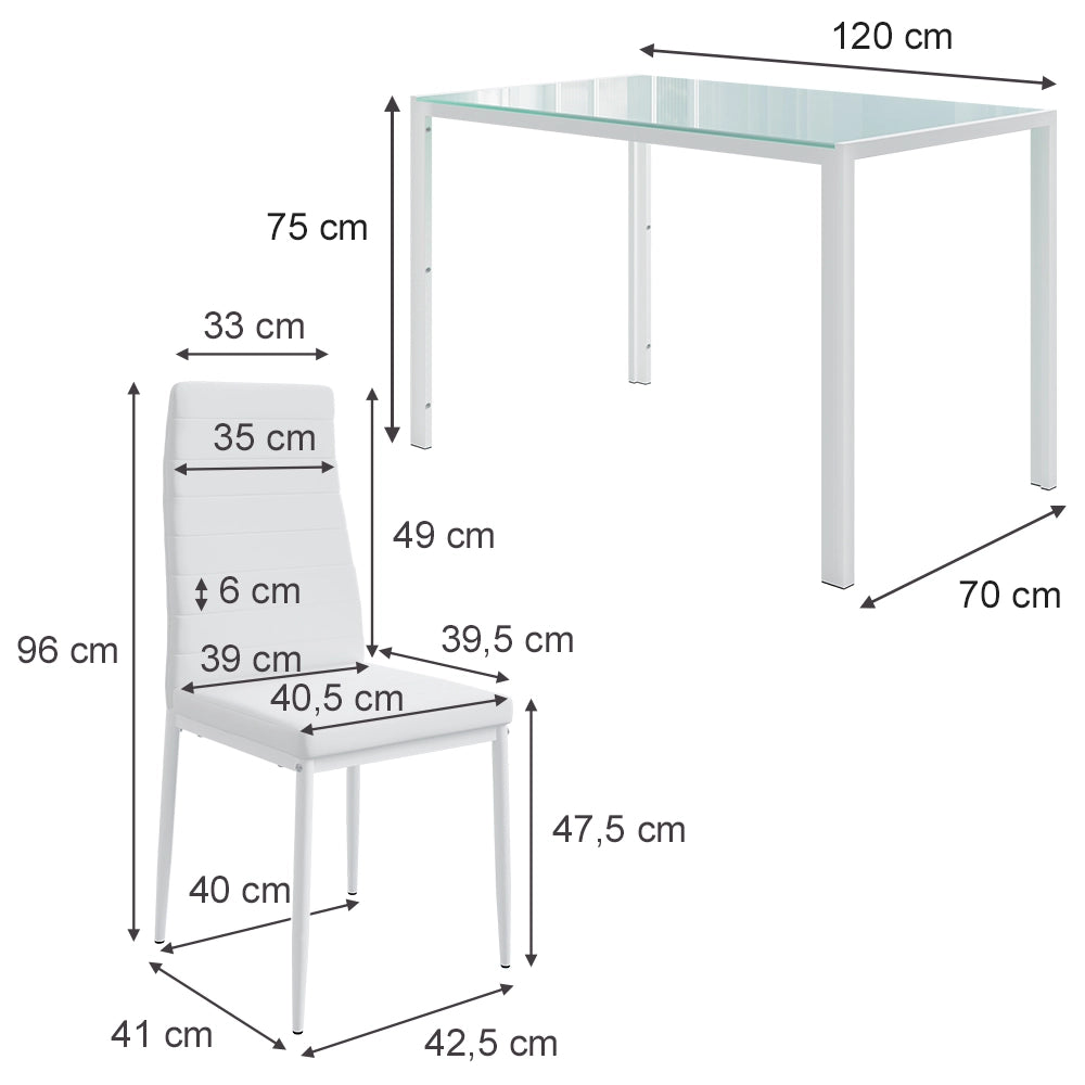 Vicco Set da pranzo Bianco 120 x 75 cm con 6 sedie