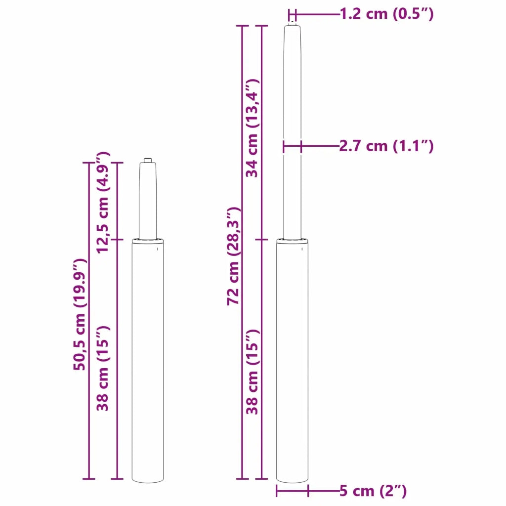 Cilindro a Gas per Sedia da Ufficio Nero 505-720 mm Ferro CFW6966830