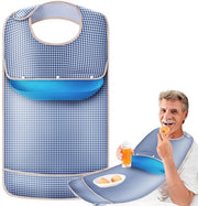 Slabbetje per adulti, slabbetje impermeabile per adulti, slabbetje impermeabile per adulti con coperchio rimovibile, slabbetje per adulti con coperchio rimovibile per cattura saliva, slabbetje per adulti, per anziani e pazienti (rettangolo blu)