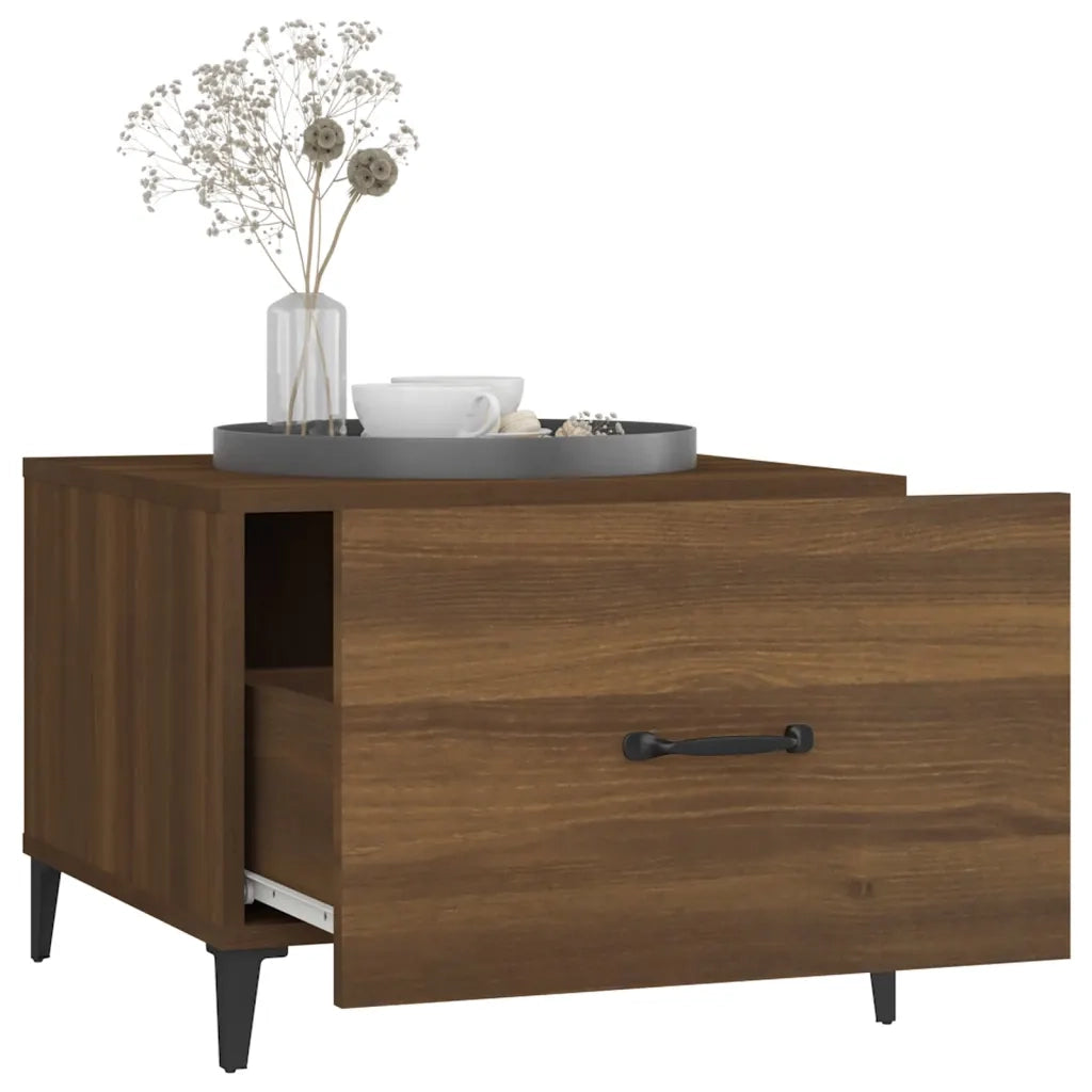 2 pz Tavolini salotto | Tavolino da caff¨¨ | Tavolino da Soggiorno Gambe in Metallo Rovere Marrone 50x50x40cm