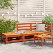 Divano Giardino con Poggiapiedi 2 Posti-Sofa da Giardino-Divanetto da esterno Marrone Cera Legno Pino