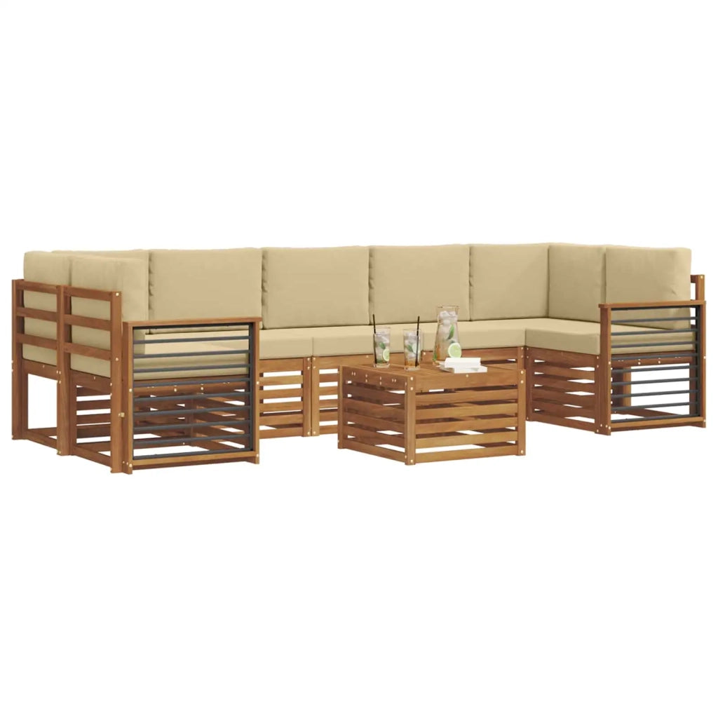 Set di divani da esterno 8 pz Naturale e Beige 3374543