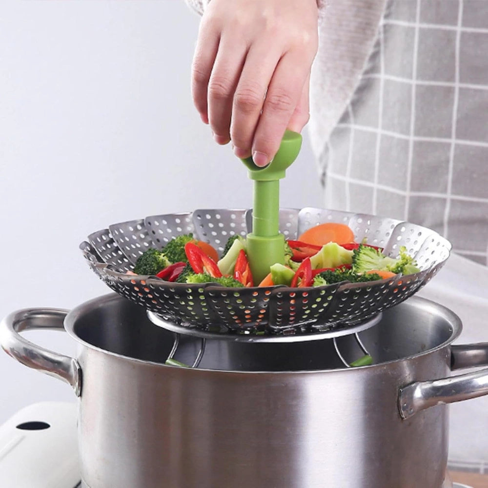 Trade Shop - Cestello Per Cottura A Vapore In Acciaio Inox Pieghevole Per Verdure -