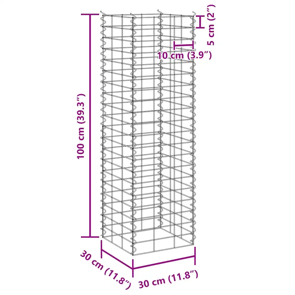 Fioriere Rialzate Gabbione 4 pz 30x30x50/100/150/200 cm Ferro 151252