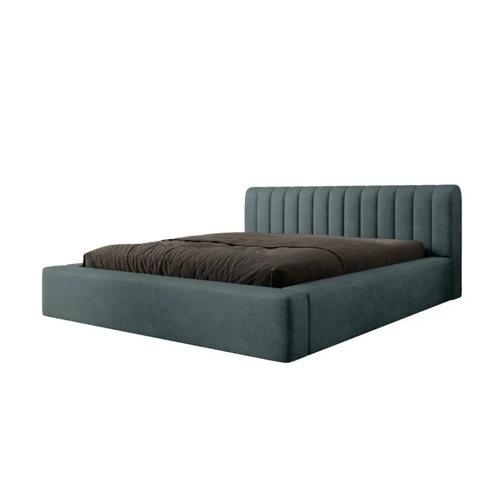 Letto contenitore CERVIN – Velluto morbido Notte smeraldo – 180x200 cm – Rete sollevabile – Design elegante