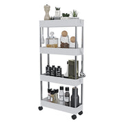Carrello Portaoggetti A 4 Ripiani Mobile Salvaspazio In Plastica Con Ruote Struttura In Acciaio Per Spazi Ridotti Cucina Bagno Lavanderia Camera Da Letto Salotto Studio 40 x 13 x 85 Cm Bianco