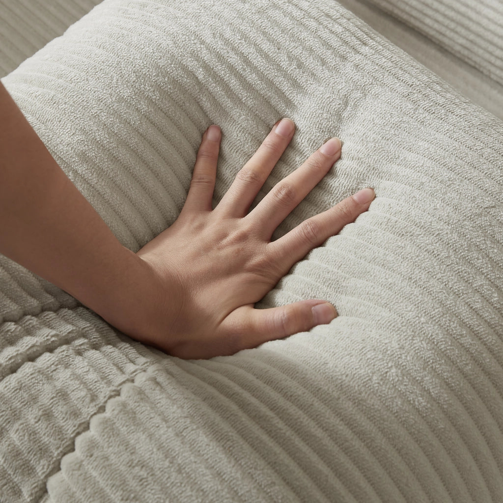 Divano convertibile modulare con funzione letto in velluto e schiuma beige per salotto camera e studio 41 × 41 × 99 cm