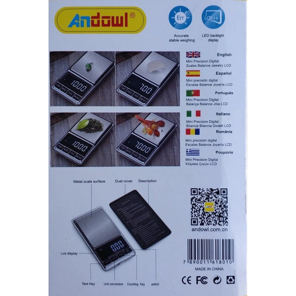 Trade Shop - Mini Bilancia Tascabile Digitale 0,01 G 500 G Display Lcd Retroilluminato Q-d101 -