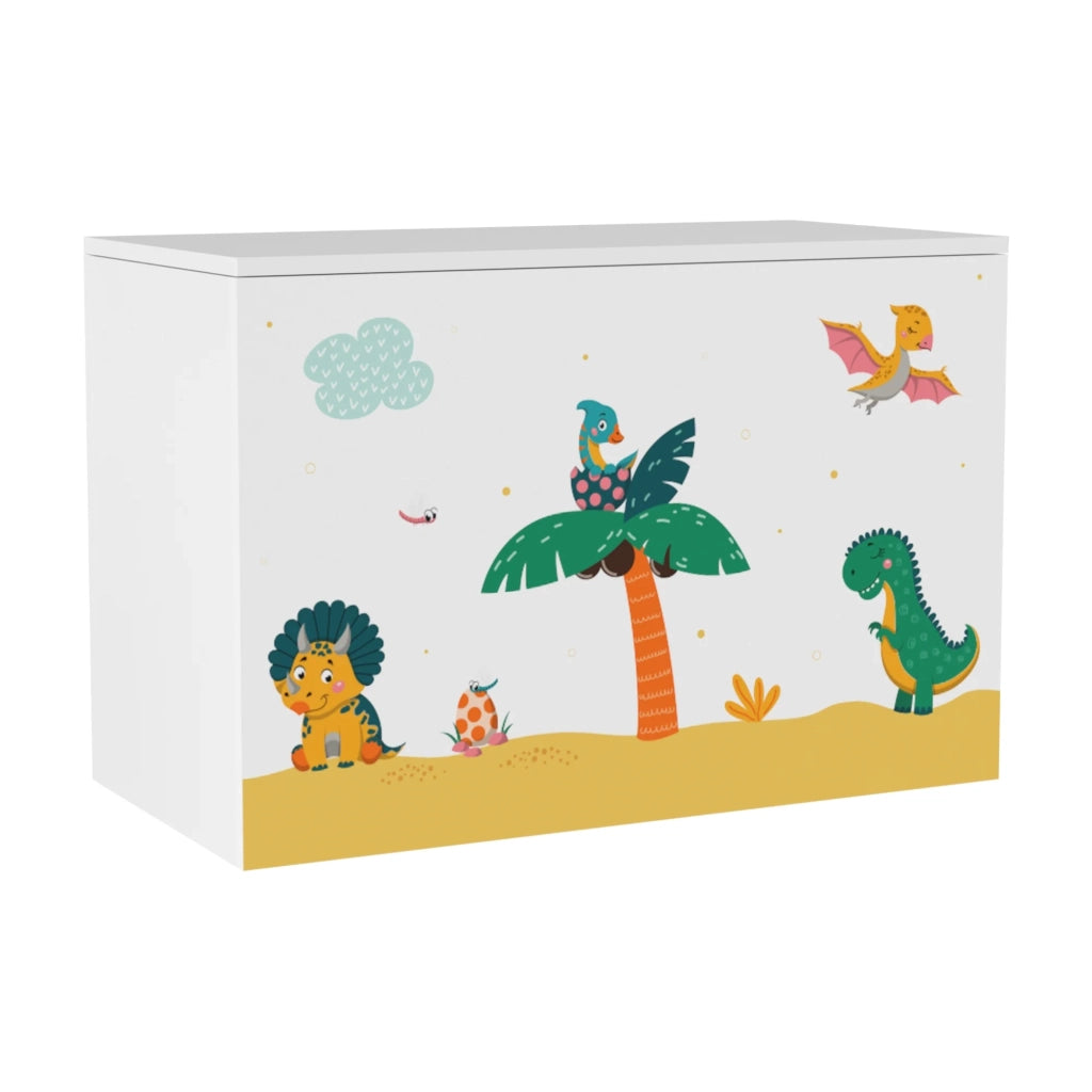 Cassapanca per bambini 40 x 60 x 30 cm bianco / verde / giallo 03_0006812