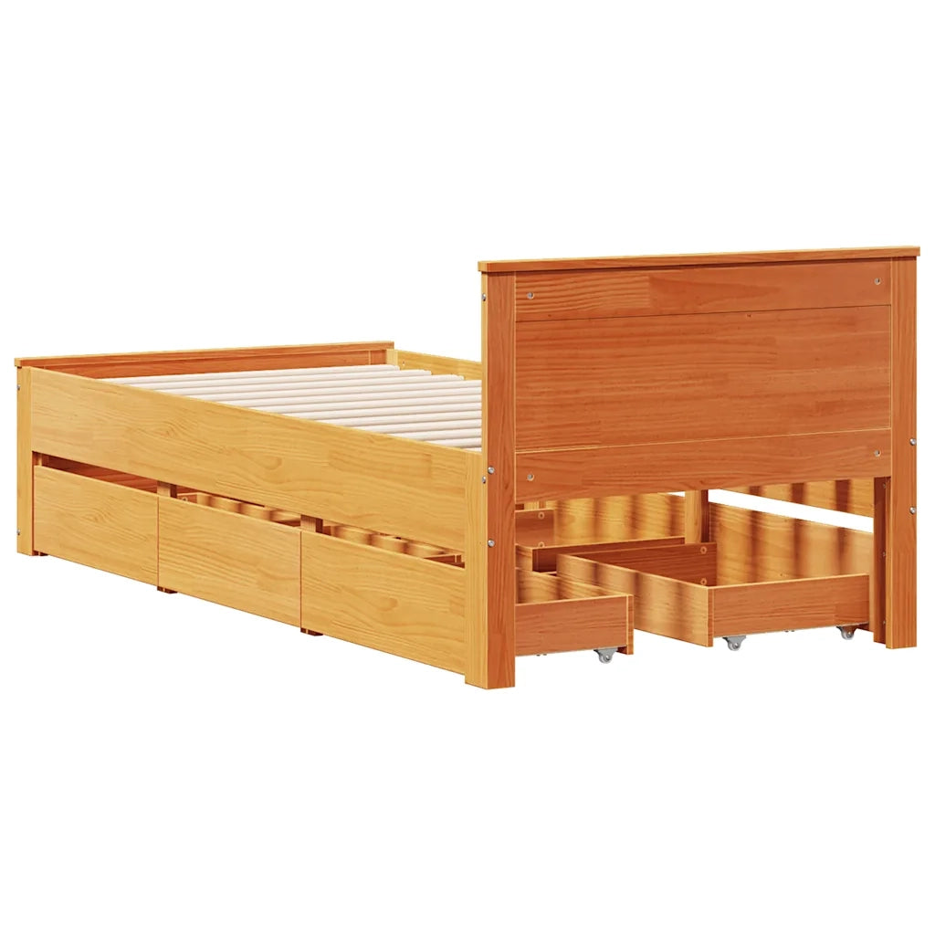Giroletto senza Materasso con Testiera Marrone Cera 90x190 Pino 3308788