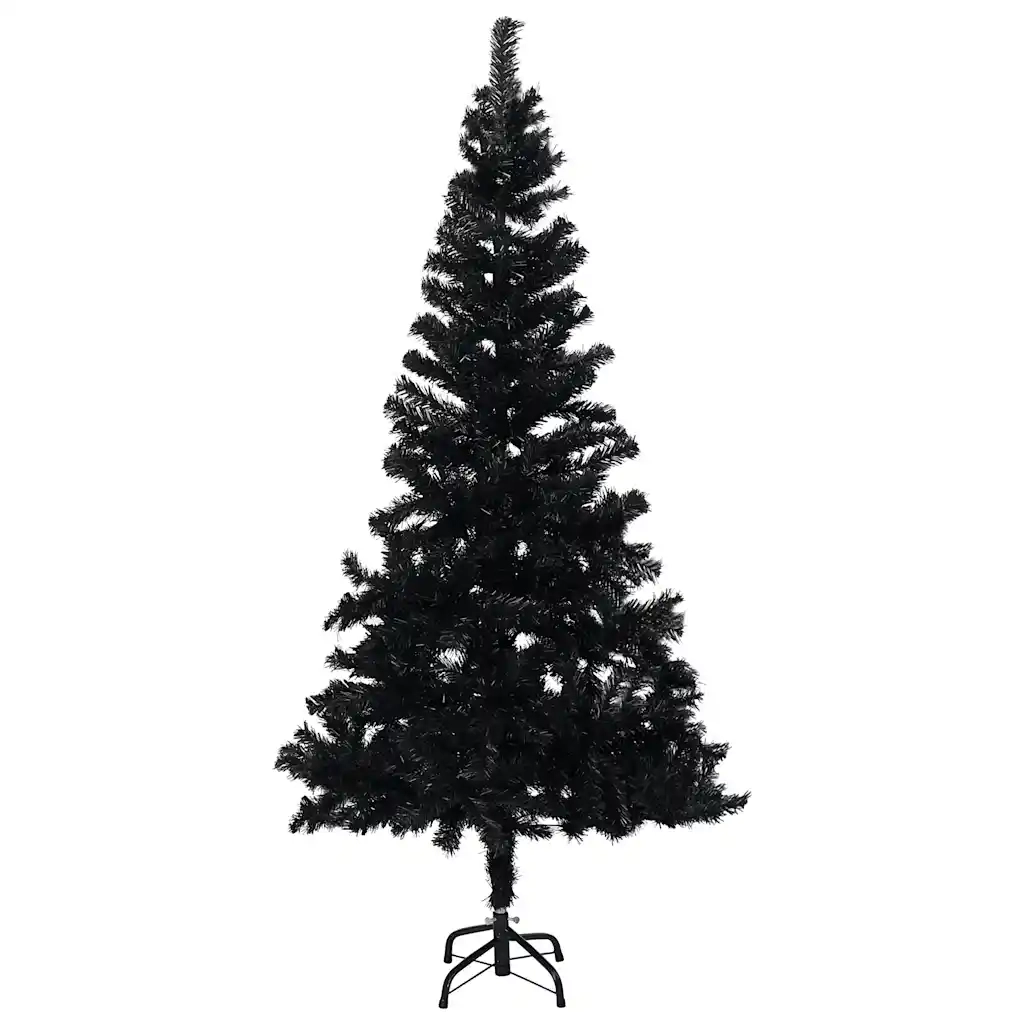 Albero di Natale Preilluminato con Palline Nero 180 cm PVC 3077590