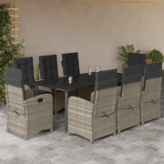 Set Pranzo da Giardino 9pz con Cuscini Grigio Chiaro Polyrattancod mxl 88575