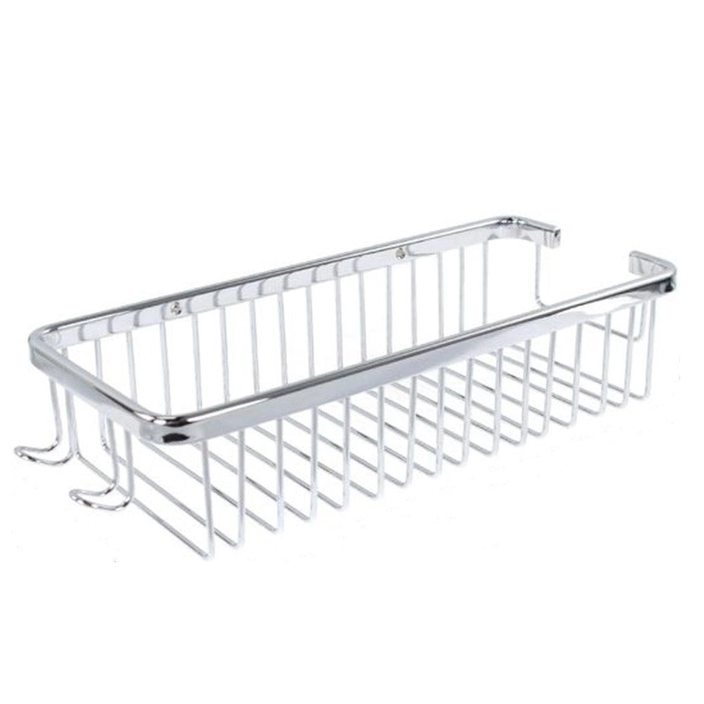 Trade Shop - Mensola Doccia Bagno Rettangolare Cromata Lucida Cestino Porta Oggetti Acciaio 87902 -