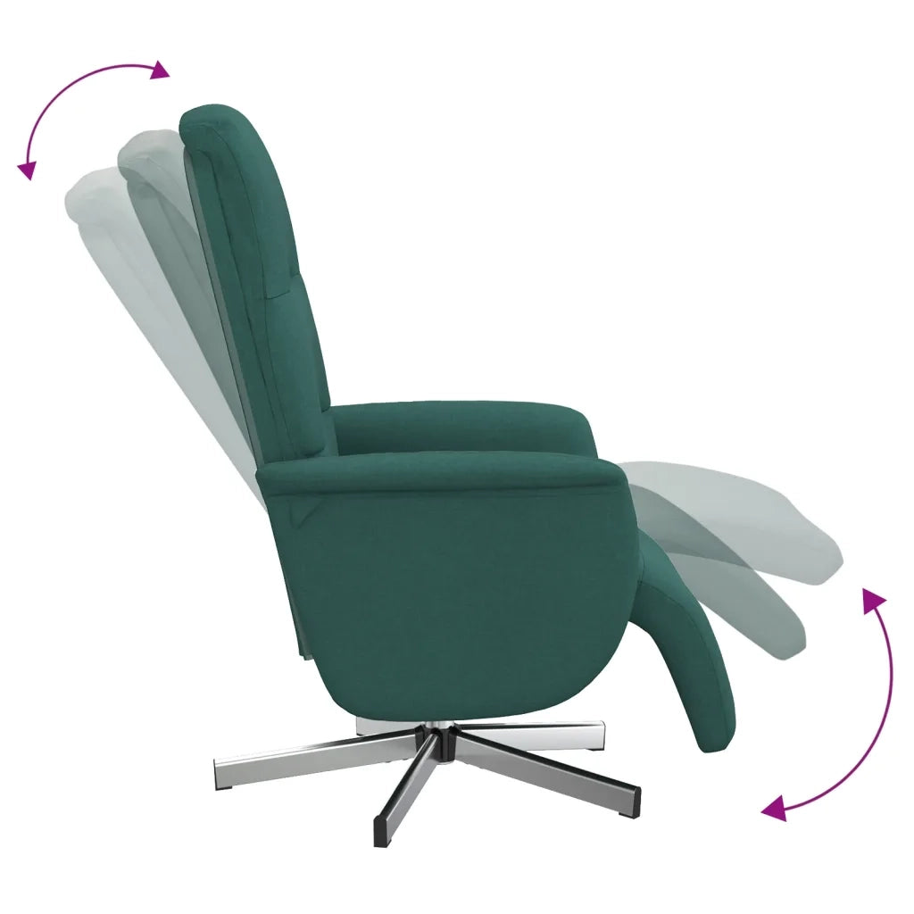 Divano Sedia-Poltrona Reclinabile con Poggiapiedi Verde Scuro in Tessuto 776938