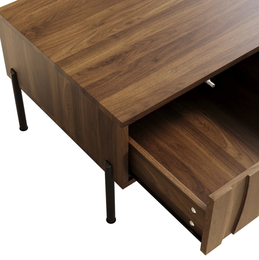 Tavolino da salotto 105x55x41 cm con 2 cassetti; MDF e pannello truciolare colore naturale
