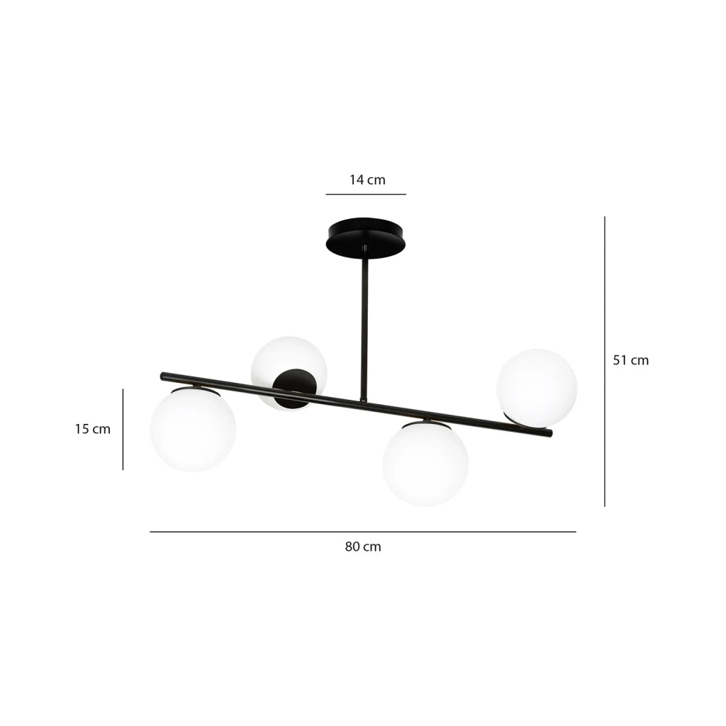Plafoniera Contemporaneo Shiva Acciaio Nero 4 Luci E14 Ip20