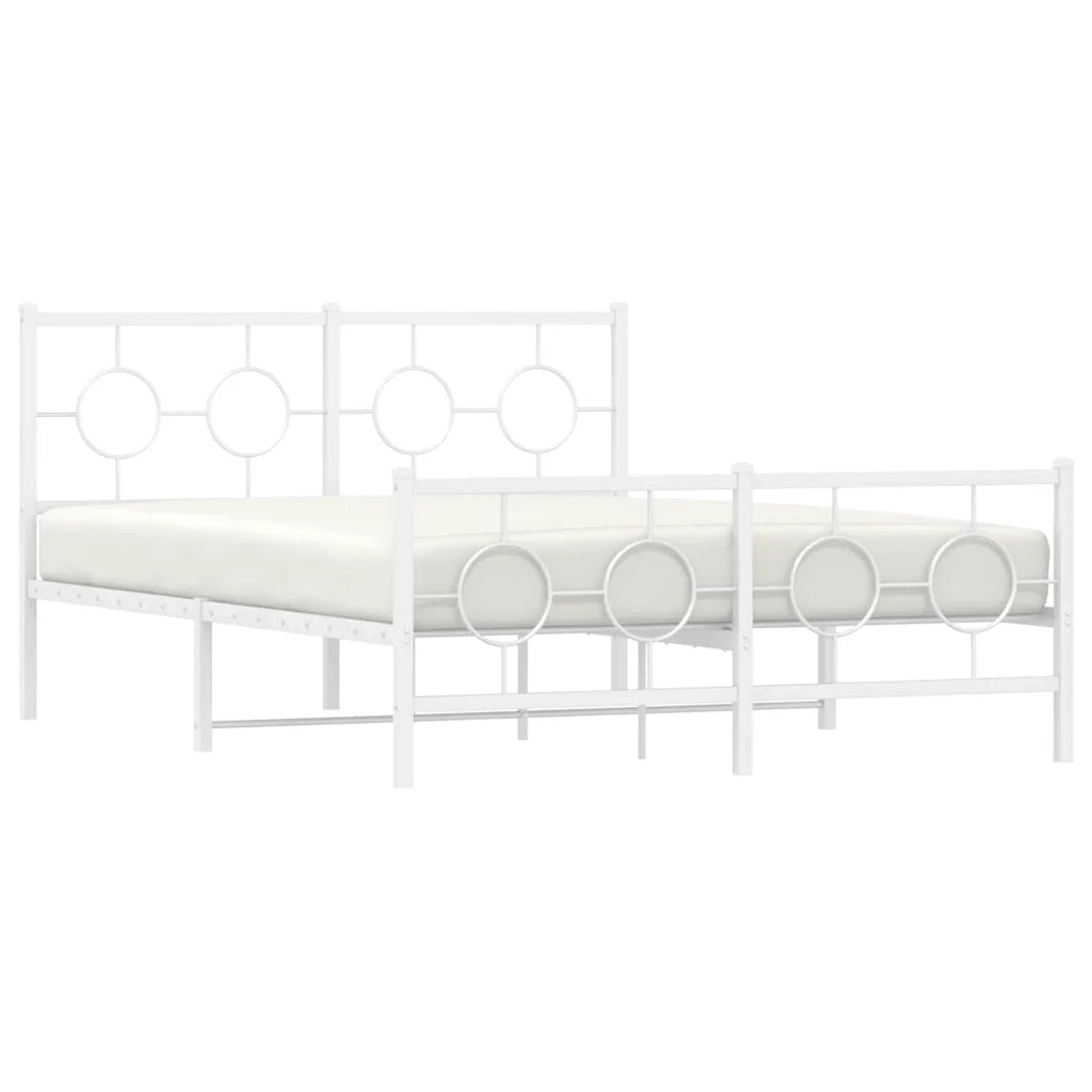 Giroletto con Testiera e Pediera Metallo Bianco 140x200 cm 376294