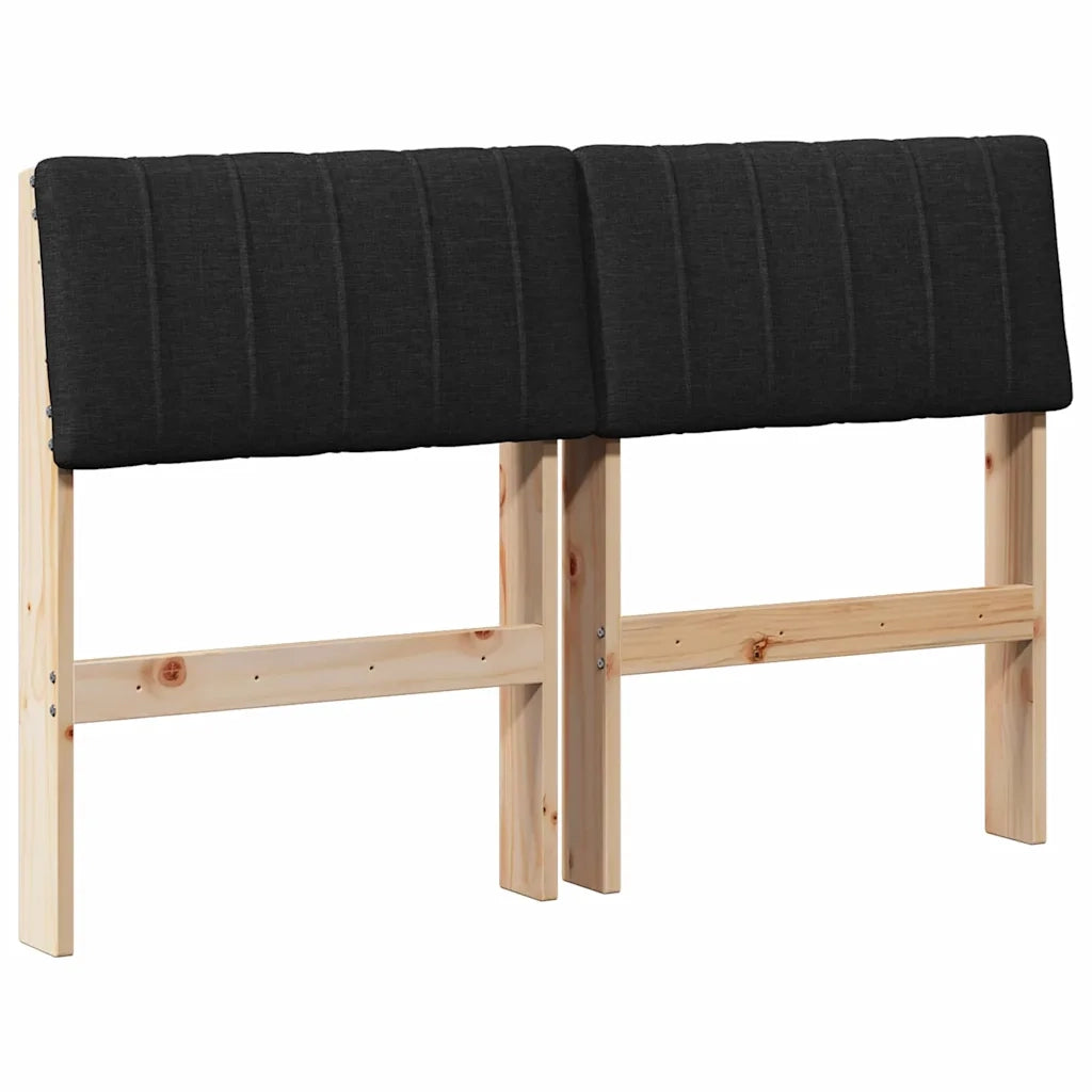 Testiera imbottita Nero 120 cm Pino massello 879241