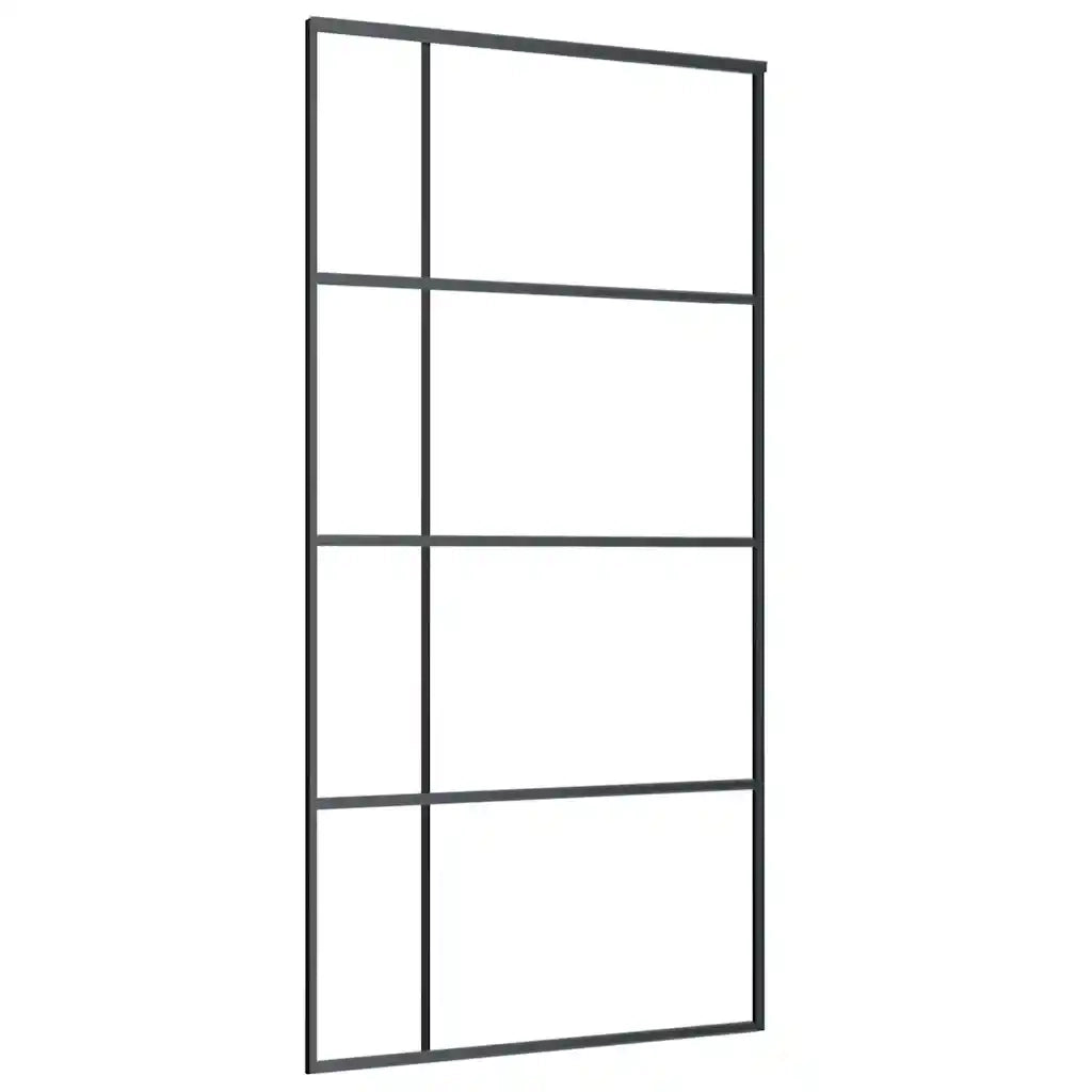Porta Scorrevole in Vetro ESG e Alluminio 102,5x205 cm Nera 151687