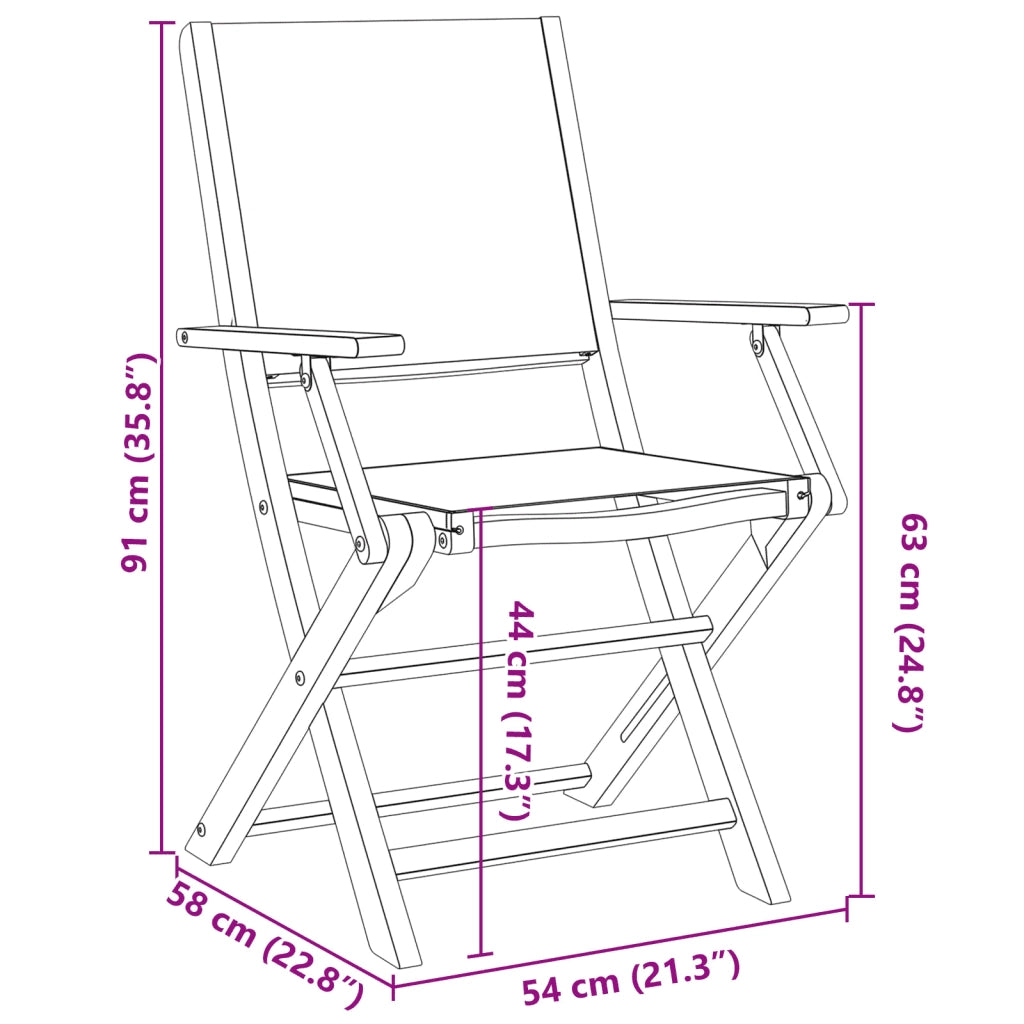 Sedie da Giardino Pieghevoli 6pz Verde Tessuto e Legno Massello 3214587