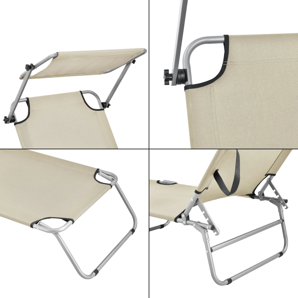 Lettino Prendisole Argozelo con Tettuccio Parasole Sdraio Portatile - Beige casa.pro
