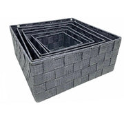 Trade Shop - 6pz Scatola In Tessuto Contenitori Organizer Bagno Armadio Cassetti Grigio 79151 -