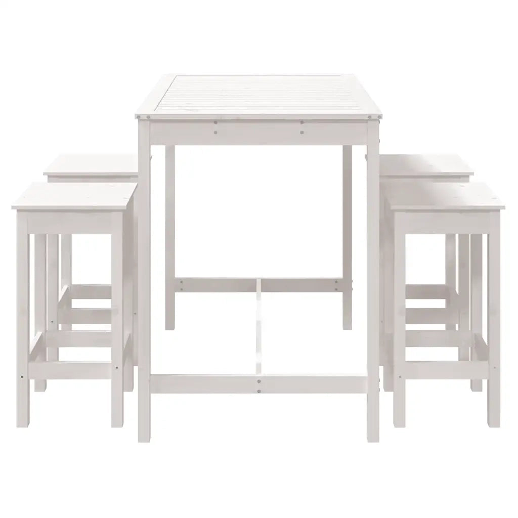 Set Bar da Giardino 5 pz | Set Salotto da Giardino Bianco in Legno Massello di Pino