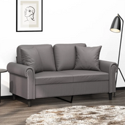 Divano a 2 Posti con Cuscini-Sofa 2 Posti con Cuscini Grigio 120 cm in Similpelle 778833