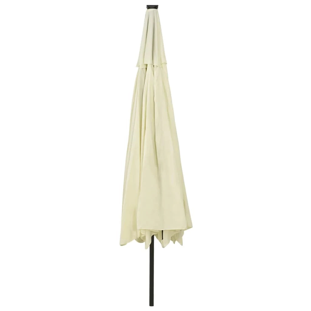 Ombrellone da esterno con LED e palo in metallo 400 cm colore sabbia 02_0008183