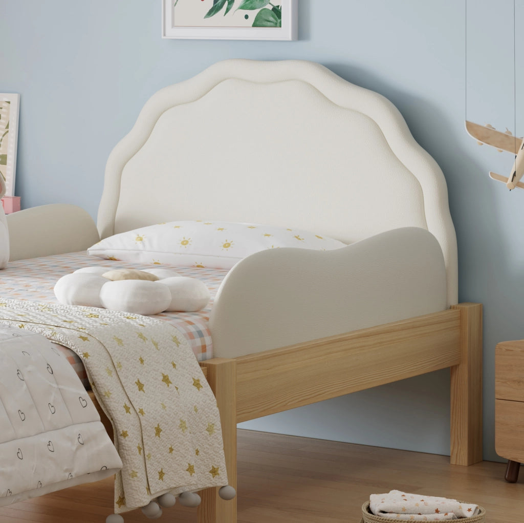 Letto imbottito per bambini 90x200 cm con testiera in PU e sponde laterali