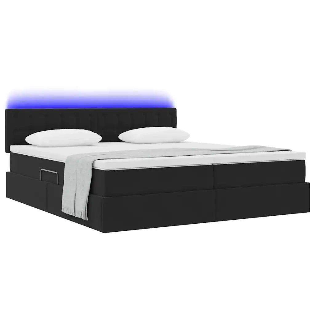 Letto con luci a strisce a LED Nero 200 x 200 cm Velluto