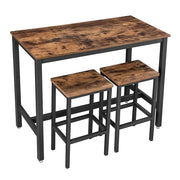 Set di tavolo e sedie da bar tavolo alto con 2 sgabelli stile industriale 120 x 60 x 90 cm per cucina sala da pranzo soggiorno marrone 12_0006319