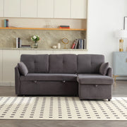 Divano letto modulare reversibile con contenitore; 206x108x66 cm; velluto a coste; grigio scuro