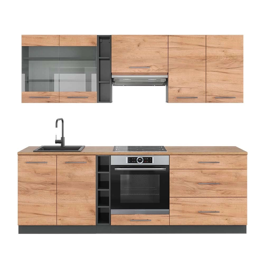 Cucina componibile Fame-Line Rovere dorato/Antracite 235 cm, PL Rovere Vicco