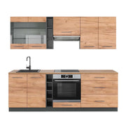 Cucina componibile Fame-Line Rovere dorato/Antracite 235 cm, PL Rovere Vicco