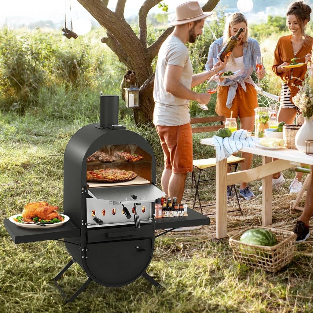 Forno per Pizza da Esterno, Forno a Legna per Pizza con Pietra per pizza, Pala per Pizza, Copertura in Tessuto Oxford Impermeabile, per Picnic, Festa e Campeggio
