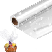 Cellofaan trasparente rotolo 40 cm x 30 m per fiori, confezionamento di regalo e decorazione con disegno a fiocco di neve