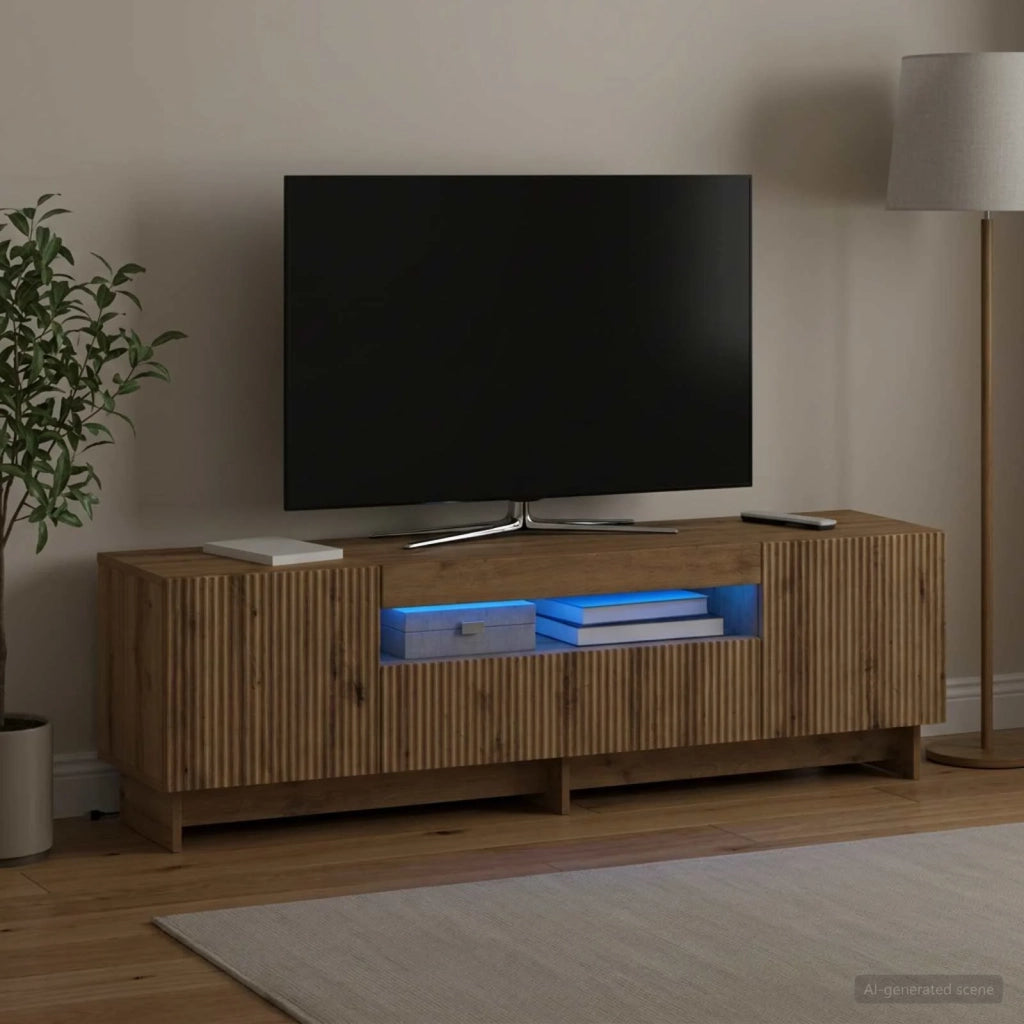 Mobile TV LED Rovere Artigianale Legno ingegnerizzato 896034