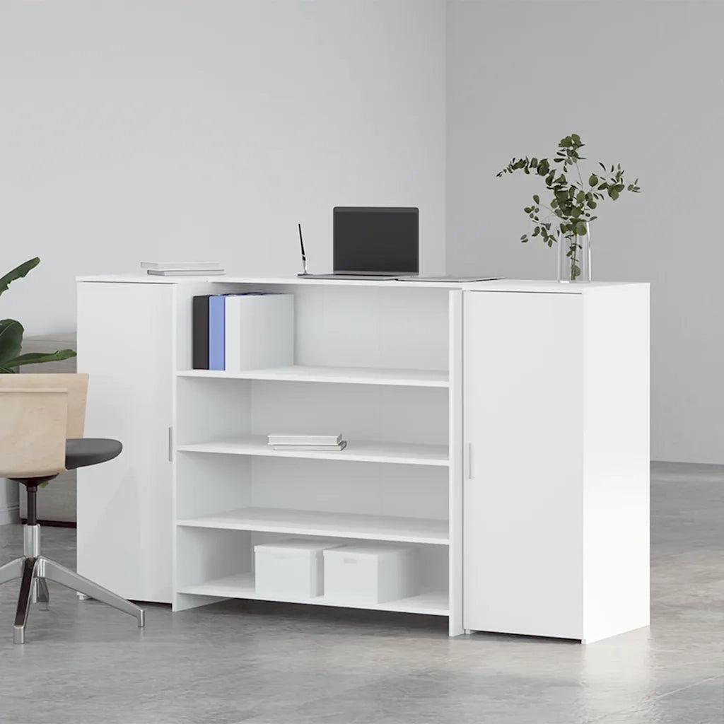 Scrivania per Reception Bianca 180x50x103,5 cm in Legno Massello 3324169