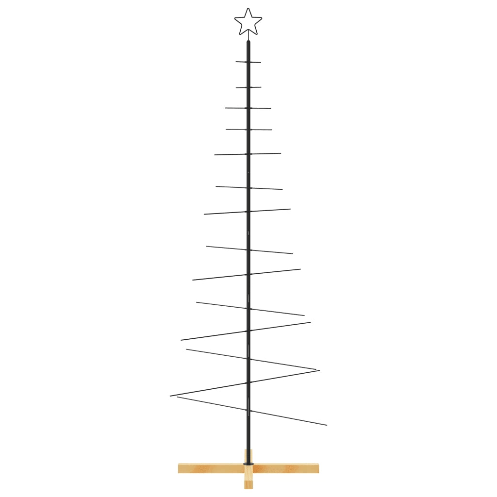 Albero di Natale in Metallo con Base in Legno Nero 180 cm