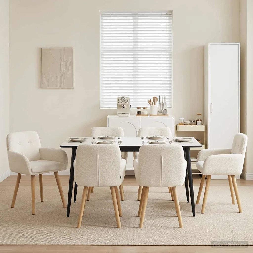 Sedie da pranzo 6 pcs Bouclé Crema 59 x 56 x 86 cm 3428278