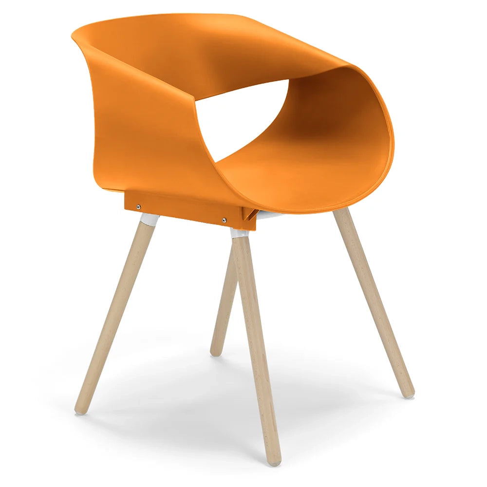 Sedia in polipropilene DILETTA con gambe in faggio, resistente ai raggi UV, design moderno, ideale per sala da pranzo, cucina, sala d’attesa, bar, ristoranti, colore Petrolio